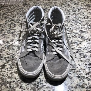 Grey gingham high top vans